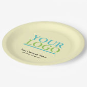 お客様のロゴビジネス名とWebサイトプロモイエロー淡い色の ペーパープレート (アングル)