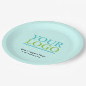 お客様のロゴビジネス名&ウェブサイトプロモーション淡い色のティール（緑がかった色） ペーパープレート (アングル)