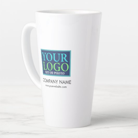 お客様のロゴ、ビジネス名、Webサイトプロモーション カフェラテマグ (左アングル)