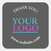 お客様のロゴ、名前、およびウェブサイトのプロモーション、ダークグレー スクエアシール (正面)