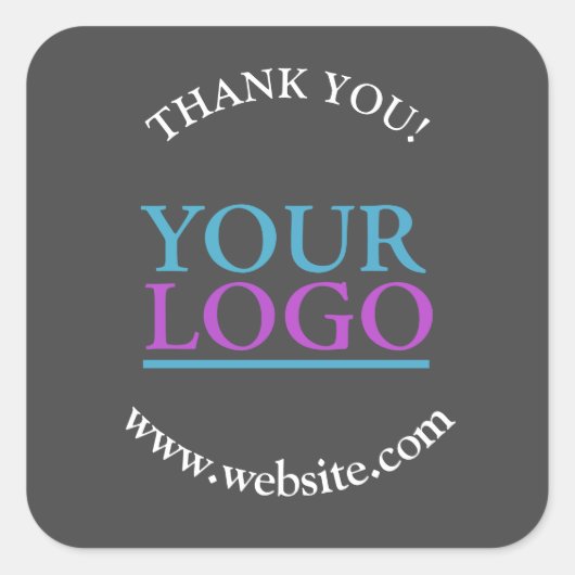 お客様のロゴ、名前、およびウェブサイトのプロモーション、ダークグレー スクエアシール (正面)