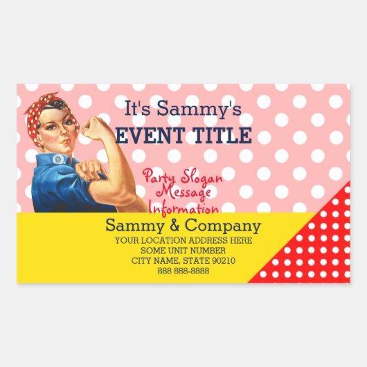 お客様のロージーパーソナライズされたパーティーの供給 長方形シール (正面)