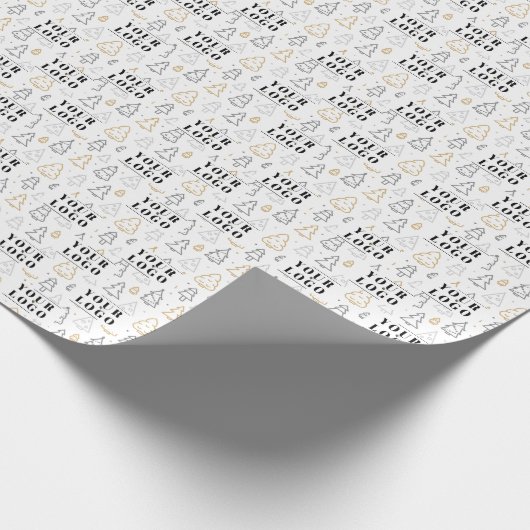 お客様の会社ブランドのクリスマスツリー贈与ロゴ ラッピングペーパー (角)