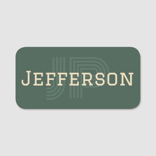 お客様の個人スタイルモダンモノグラムの: Pine Green 名札 (正面)