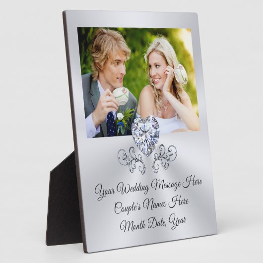 お客様の写真とパーソナライズされたの結婚プラークの贈り物 フォトプラーク (側面)