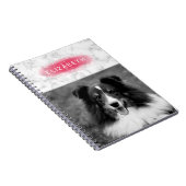 お客様の写真とピンクの偽大理石テクスチャー ノートブック (右側)