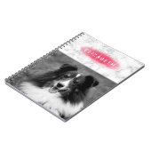 お客様の写真とピンクの偽大理石テクスチャー ノートブック (左側)