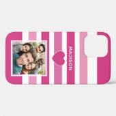 お客様の写真と名前のストライプパターン電話ケース Case-Mate iPhoneケース (裏面 (横))