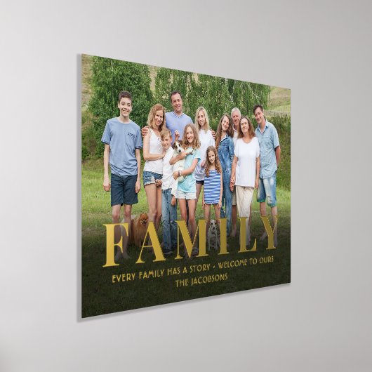 お客様の写真と引用文ファミリーエレガント記念ミニマル品 箔ポスター (レイダウン)