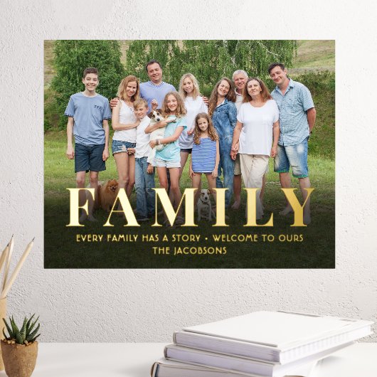 お客様の写真と引用文ファミリーエレガント記念ミニマル品 箔ポスター (インサイチュ (デスク3))