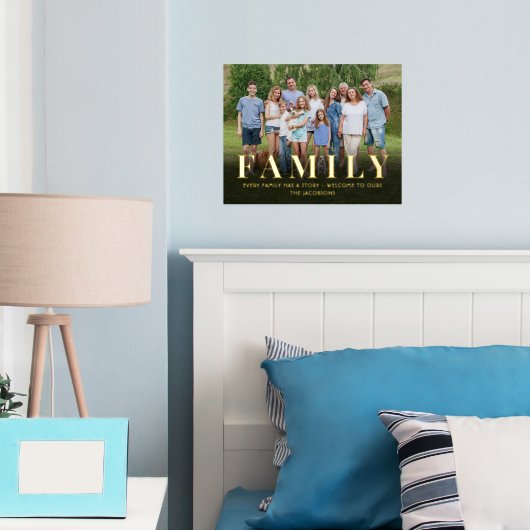 お客様の写真と引用文ファミリーエレガント記念ミニマル品 箔ポスター (インサイチュ (寝室))