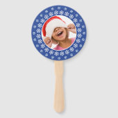 お客様の写真と文字の雪片フレームファンセット ハンドファン (正面)