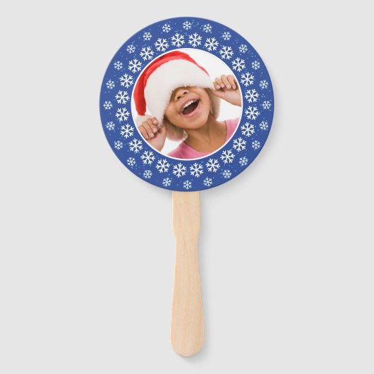 お客様の写真と文字の雪片フレームファンセット ハンドファン (正面)