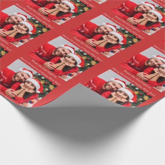 お客様の写真と文字カスタム ラッピングペーパー (角)