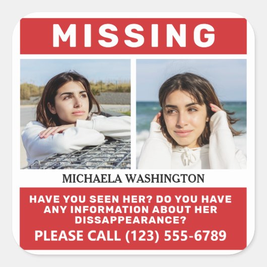 お客様の写真と文字恋しく思の「個人」 スクエアシール (正面)