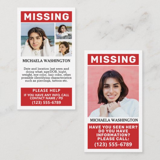 お客様の写真と文字恋しく思の「個人」 名刺 (正面/裏面)