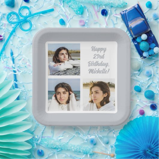 お客様の写真と文字 ペーパープレート (パーティー)