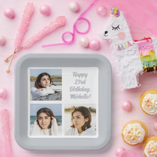 お客様の写真と文字 ペーパープレート (パーティー)