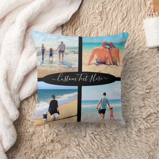お客様の写真コラージュ枕とカスタム文字 クッション (ブランケット)