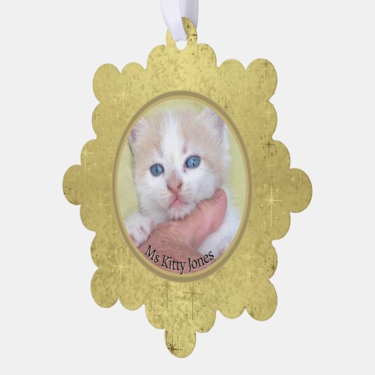 お客様の写真/文字伝統的 – 年間の贈り物とメッセージ オーナメントカード (左)