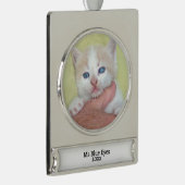 お客様の写真/文字伝統的 – 年間の贈り物とメッセージ シルバープレートバナーオーナメント (右)