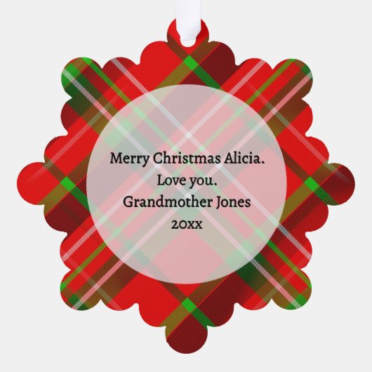 お客様の写真/文字-伝統的年間ギフトタータンチェック オーナメントカード (裏面)