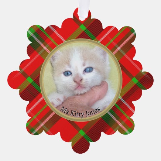 お客様の写真/文字-伝統的年間ギフトタータンチェック オーナメントカード (正面)