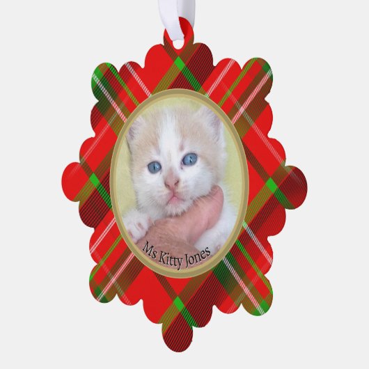 お客様の写真/文字-伝統的年間ギフトタータンチェック オーナメントカード (左)