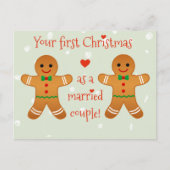 お客様の初めてのクリスマス結婚した-ジンジャーブレッドマン ポストカード (正面)