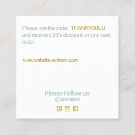 お客様の割引はありがとう冬の星 スクエア名刺 (裏面)