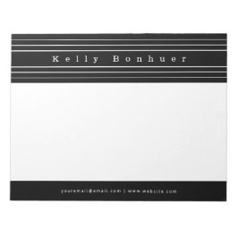 お客様の名前とストライプ |黒と白 ノートパッド