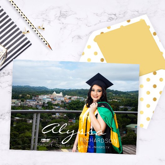 お客様の名前と写真の大学院発表 招待状