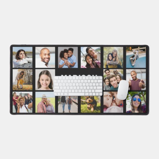 お客様の名前と16枚の写真 デスクマット (キーボード&マウス)