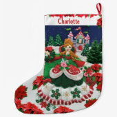 お客様の名前のパーソナライズされたクリスマスホリデープリンセス ラージクリスマスストッキング (裏面)