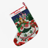 お客様の名前のパーソナライズされたクリスマスホリデープリンセス ラージクリスマスストッキング (裏面 (吊り時))