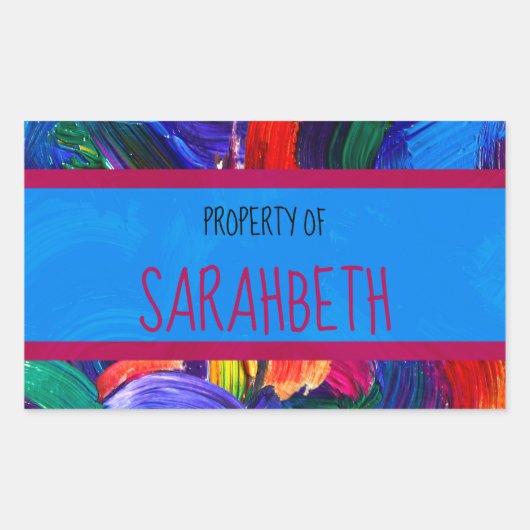 お客様の名前のフェイク絵を描財産 長方形シール (正面)