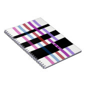 お客様の名前またはイニシャルとモダン機織りストライプの ノートブック (右側)