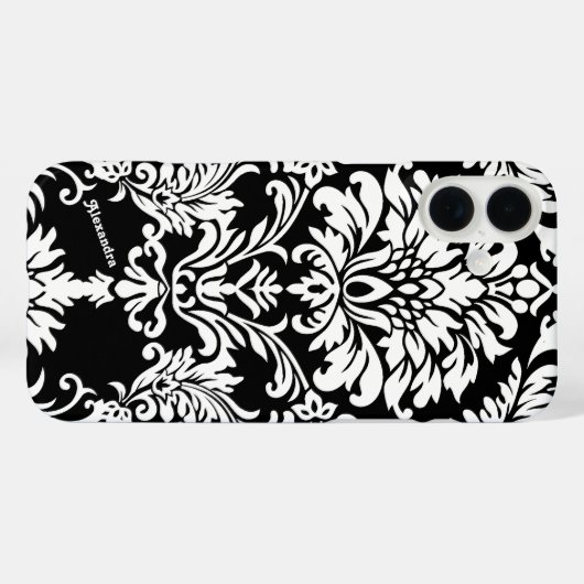 お客様の名前または引用文ブラックダマスク Case-Mate iPhoneケース (裏面 (横))