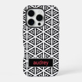 お客様の名前を鮮明な三角形の白黒パターン iPhoneケース (裏面)