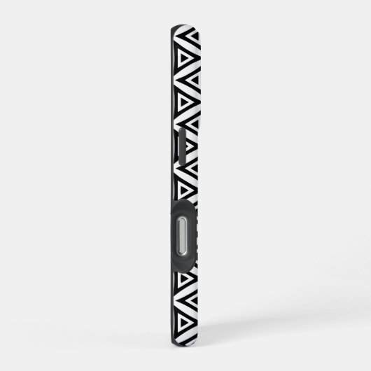 お客様の名前を鮮明な三角形の白黒パターン iPhoneケース (右側面)