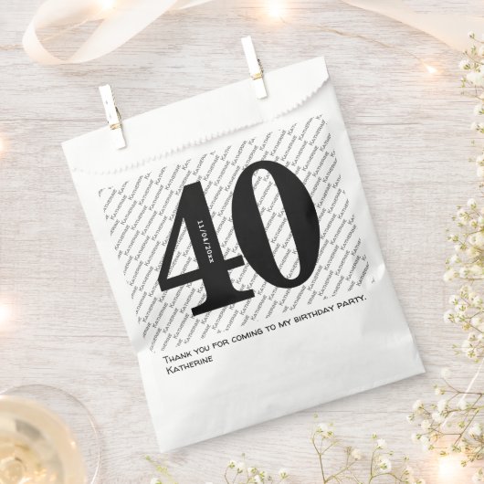 お客様の名前パターはっきりしたン黒年齢40番号日付 フェイバーバッグ (クリップ留めされた状態)