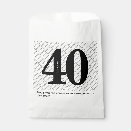 お客様の名前パターはっきりしたン黒年齢40番号日付 フェイバーバッグ (正面)