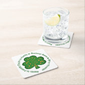 お客様の名前メッセージSt patricks day・グリーン・シャムロック スクエアペーパーコースター (インサイチュ)