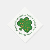 お客様の名前メッセージSt patricks day・グリーン・シャムロック スタンダードカクテルナプキン (角)