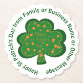 お客様の名前メッセージSt patricks day・グリーン・シャムロック ペーパーコースター (正面)