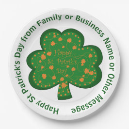 お客様の名前メッセージSt patricks day・グリーン・シャムロック ペーパープレート
