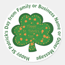 お客様の名前メッセージSt patricks day・グリーン・シャムロック ラウンドシール