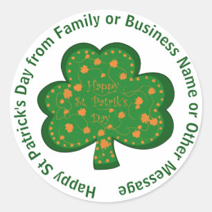 お客様の名前メッセージSt patricks day・グリーン・シャムロック ラウンドシール