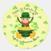 お客様の名前メッセージSt patricks day・レプレシャン・金ゴールド ラウンドシール (正面)