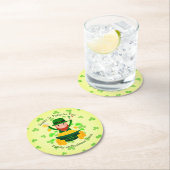 お客様の名前メッセージSt patricks day・レプレシャン・金ゴールド ラウンドペーパーコースター (インサイチュ)
